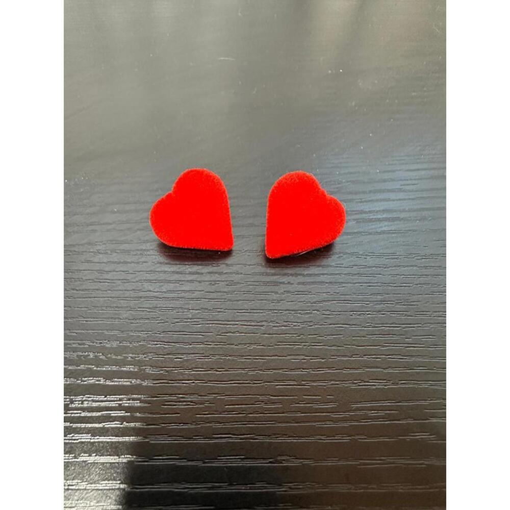 Vintage Red Velvet Heart Earrings – Valentine’s Day Jewelry